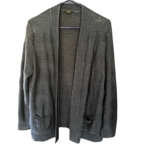 Talbots 100% Linen Long Blue Open Cardigan Sz XL